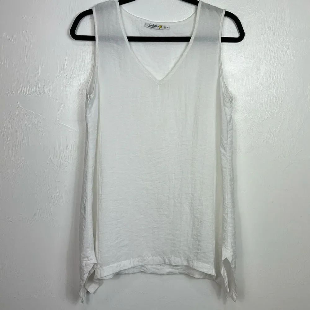 Calypso Clothing Rayon Blend Sleeveless V-neck Tunic Top Size S